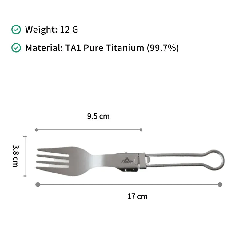Adrift Allseason | Titanium 5-Piece Folding Cutlery Set – Ultralight, Portable