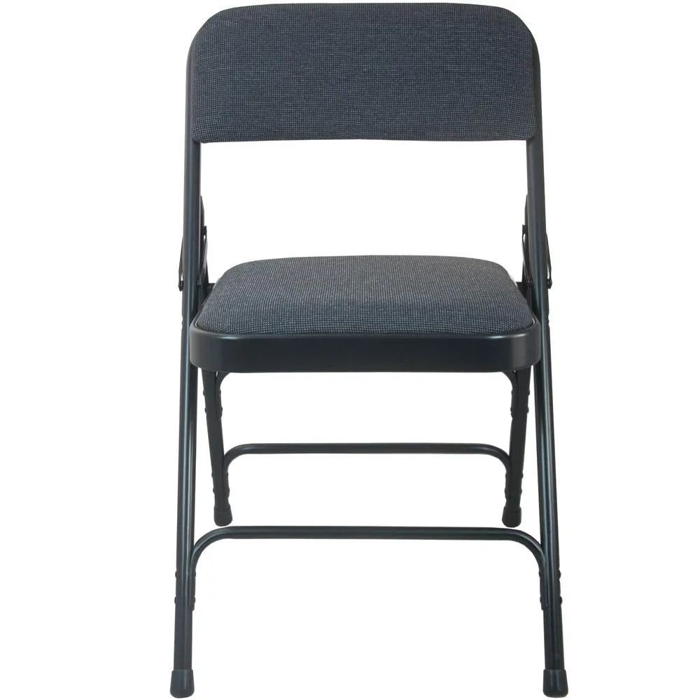 Advantage Black Padded Metal Folding Chair - Black 1-in Fabric Seat - Flash Furniture