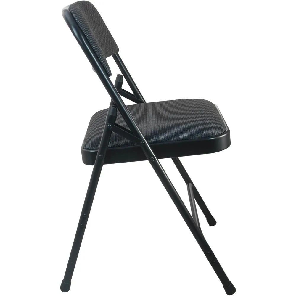 Advantage Black Padded Metal Folding Chair - Black 1-in Fabric Seat - Flash Furniture