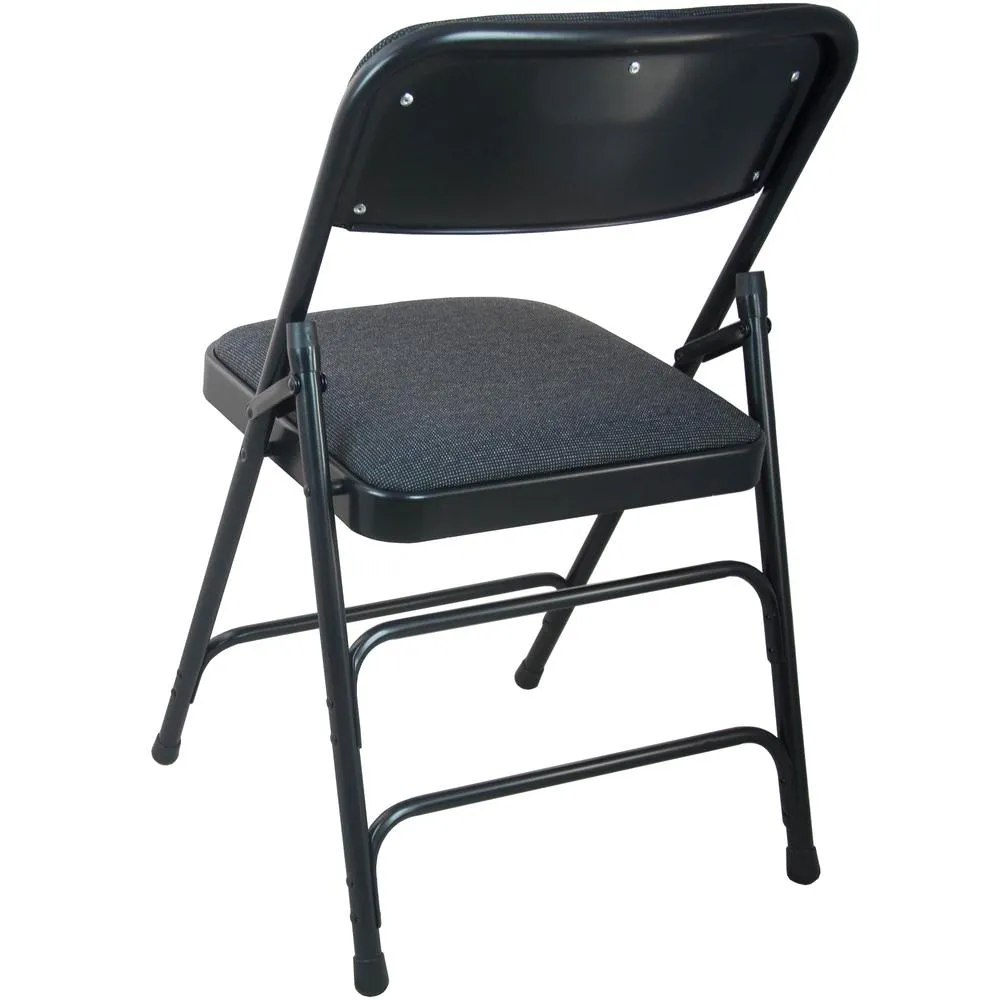Advantage Black Padded Metal Folding Chair - Black 1-in Fabric Seat - Flash Furniture