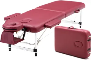 Aluminium Portable 2 Section Age Table Bed with Carry Bag Height Adjustable Foldable High Density Foam Armrest Ideal for Travel and Home Use