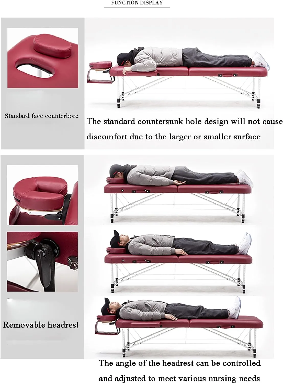 Aluminium Portable 2 Section Age Table Bed with Carry Bag Height Adjustable Foldable High Density Foam Armrest Ideal for Travel and Home Use