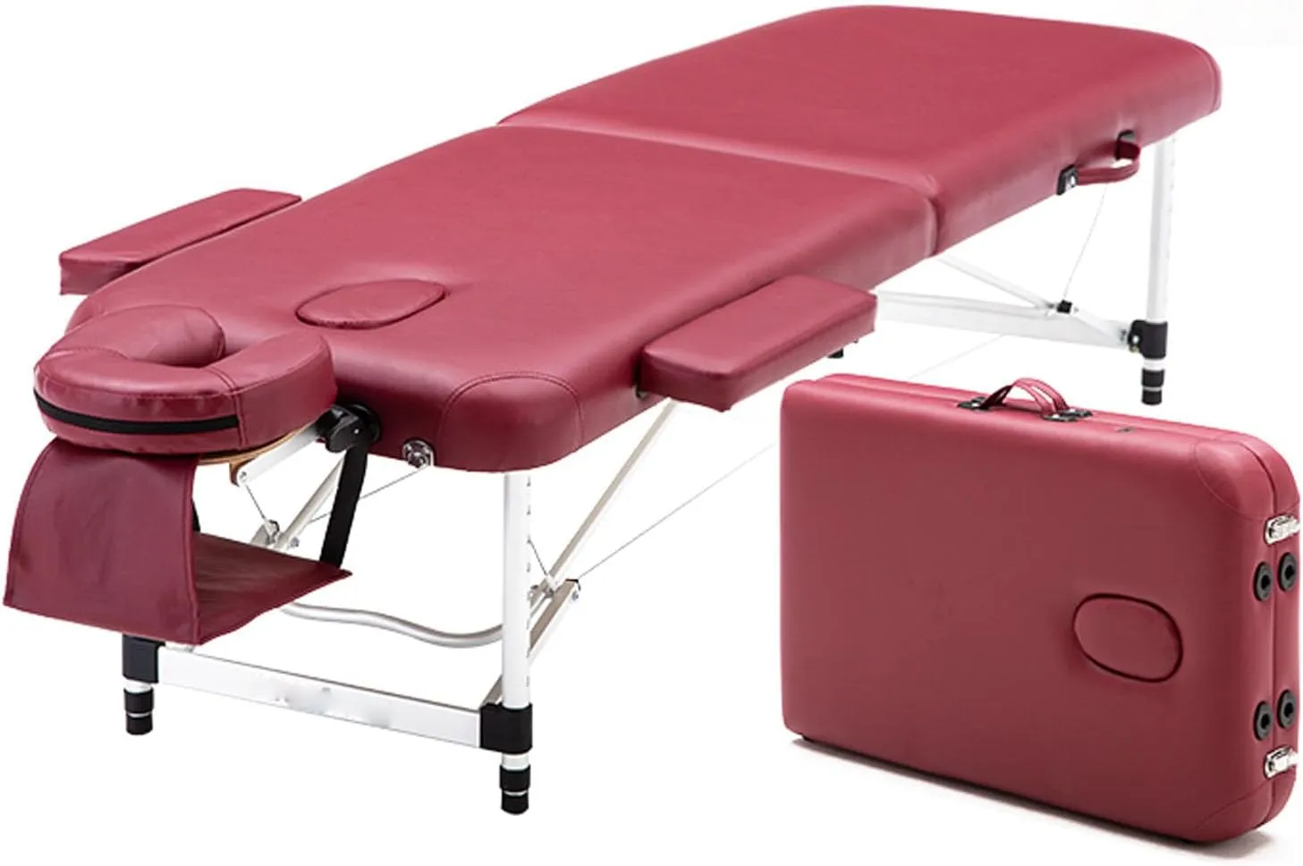 Aluminium Portable 2 Section Age Table Bed with Carry Bag Height Adjustable Foldable High Density Foam Armrest Ideal for Travel and Home Use