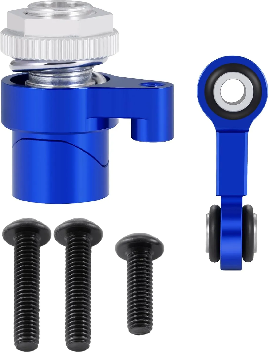 Aluminum 25T Servo Saver and Steering Drag Link Servo Linkage Tie Rod Set for 1/16 Tra-xxas Mini Maxx 1/10 4-TEC RC Car Upgrade Accessories (Blue)