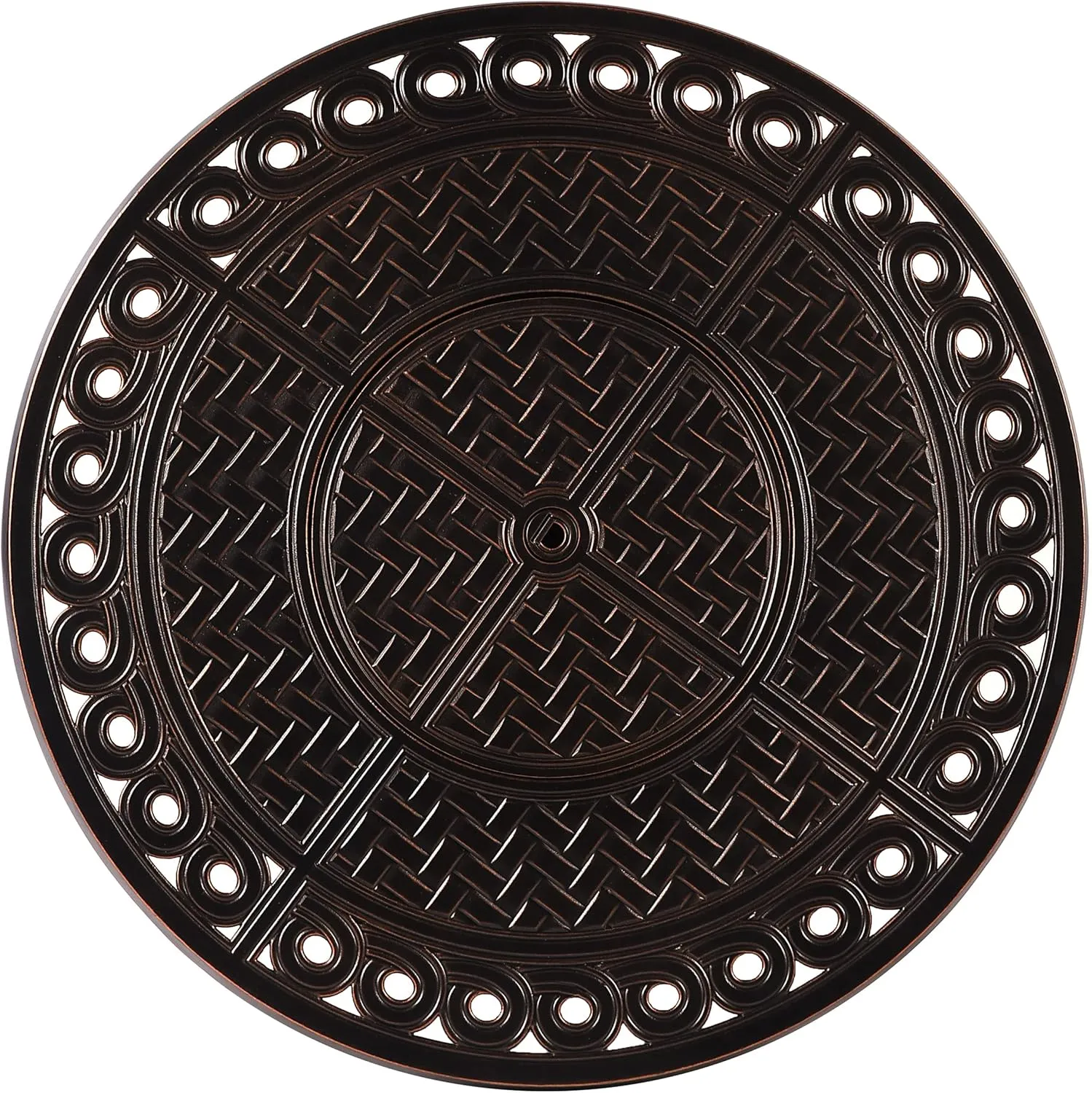 Aluminum 37,0000 BTU 34 in. Round Propane Black Fire Pit Table with Fire Beads, Lid, Propane Tank Cover and Table Fabric Covers in Copper Finish