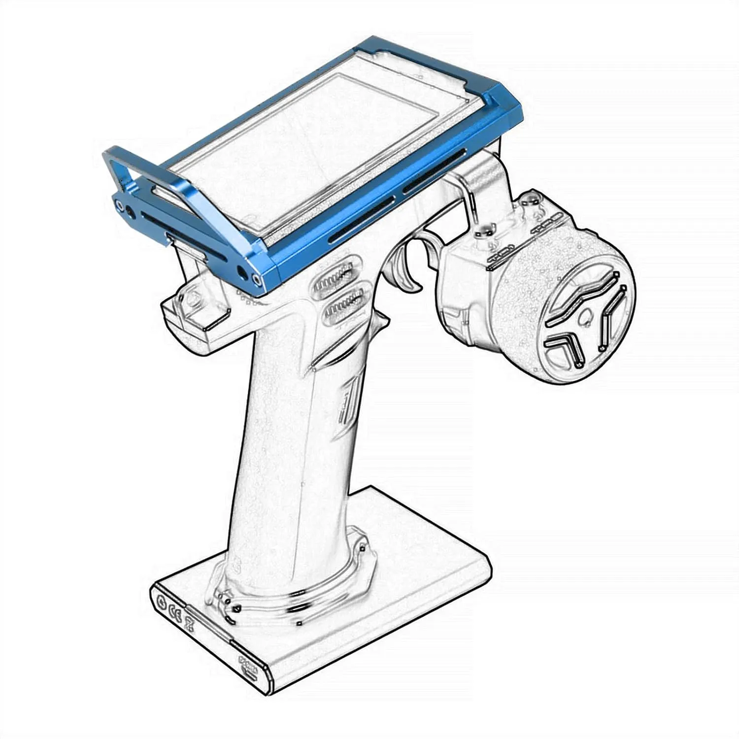 Aluminum Alloy RC Remote Radio Controller Bracket Holder Transmitter Protector Frame for Flysky Noble NB4 Pro NB4 Lite NB4 Protect Support (Blue)