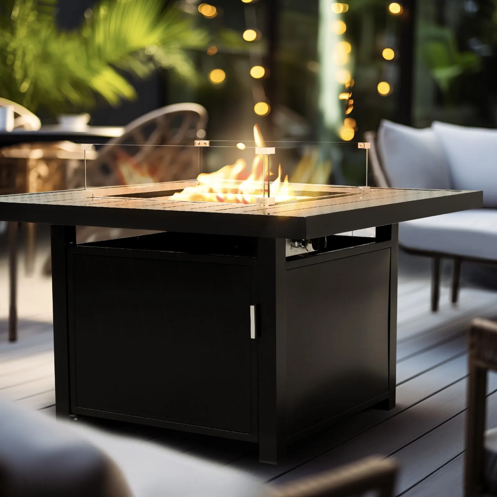 Aluminum Propane 48" Rectangle Outdoor Fire Pit Table