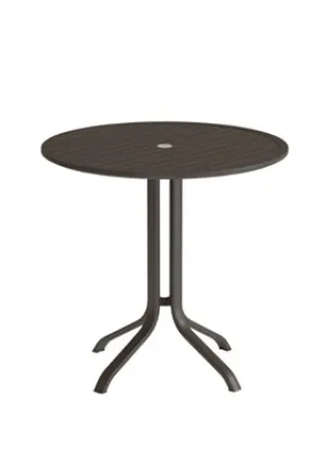 Aluminum Slat 36" Round KD Pedestal Bar Table with Umbrella Hole by Tropitone