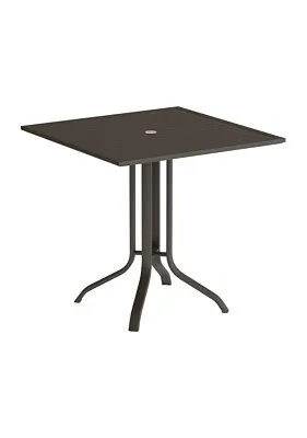 Aluminum Slat 36" Square KD Pedestal Bar Table with Umbrella Hole by Tropitone