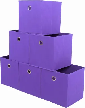 Amelitory Storage Bins Foldable Cube Organizer Fabric Drawer Set of 6 Purple