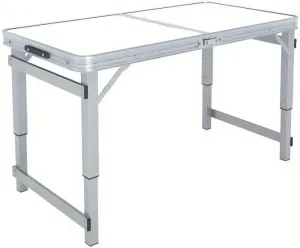 and Lightweight Outdoor Portable Folding Table, Adjustable Height for Camping and Picnics, Beige and Silver Gray