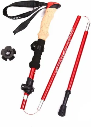 Angelia Telescopic Folding Mountaineering Stick EVA Imitation Cork Straight Handle Portable Outdoor Walking Stick