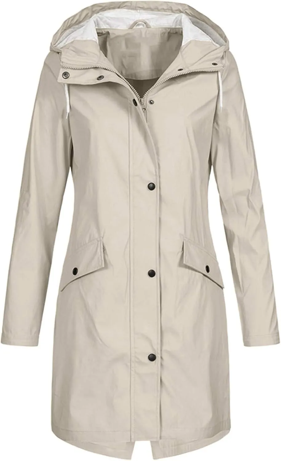 Aniywn Long Rain Jacket Women Lightweight Rain Coat Hooded Active Outdoor Jackets Zipper Waterproof Windbreaker Coat Women