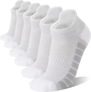 Ankle No Show Running Hiking Athletic Socks Sports Compression Cotton Cushioned Socks 6 Pairs for Women Men