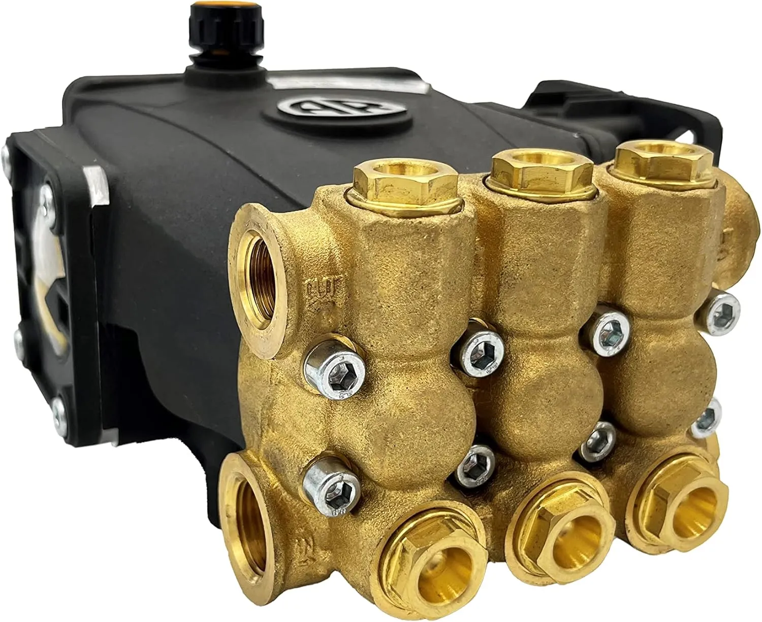Annovi Reverberi RCV3G27D-F7 ¾” Hollow Shaft Replacement Commercial Pump. 2700 PSI, 3 GPM, 186 Bar, 3400 RPM, Brass Head, D Version Style Pressure Washer Pump, Aluminum Connection Rods.