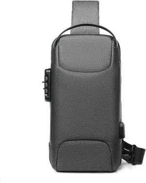 Anti-theft Sling Bag Business Men Bag Chest Crossbody bags with USB Charging Port Waterproof Small Backpack for Outdoor Work Hiking Running Sport Travel Bag Sports Car Styling Green Gray
