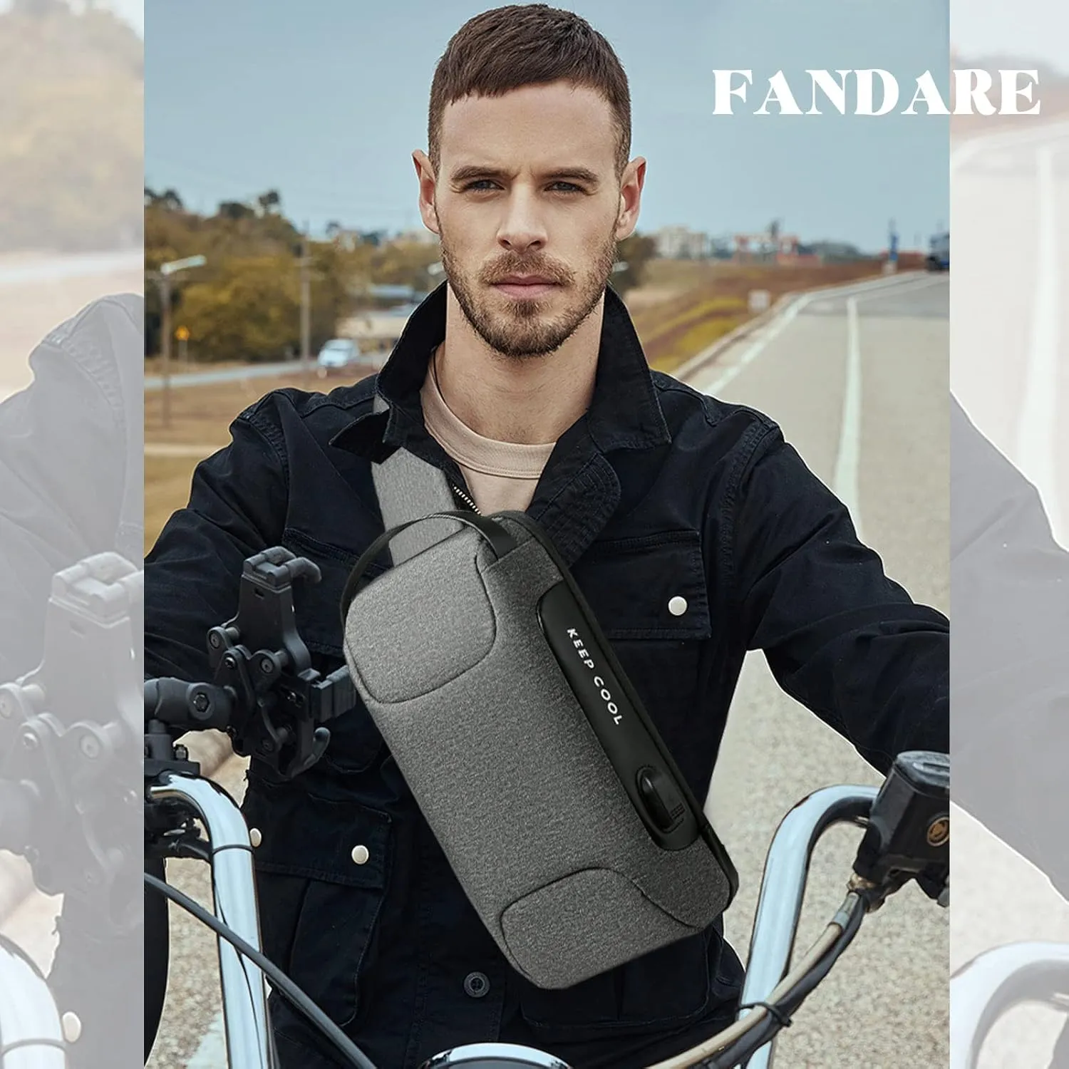 Anti-theft Sling Bag Business Men Bag Chest Crossbody bags with USB Charging Port Waterproof Small Backpack for Outdoor Work Hiking Running Sport Travel Bag Sports Car Styling Green Gray
