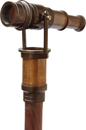 Antique Brass Hollywood Walking Stick Collectors Telescope Wooden Walking Cane Marine Prop Home & Travelling
