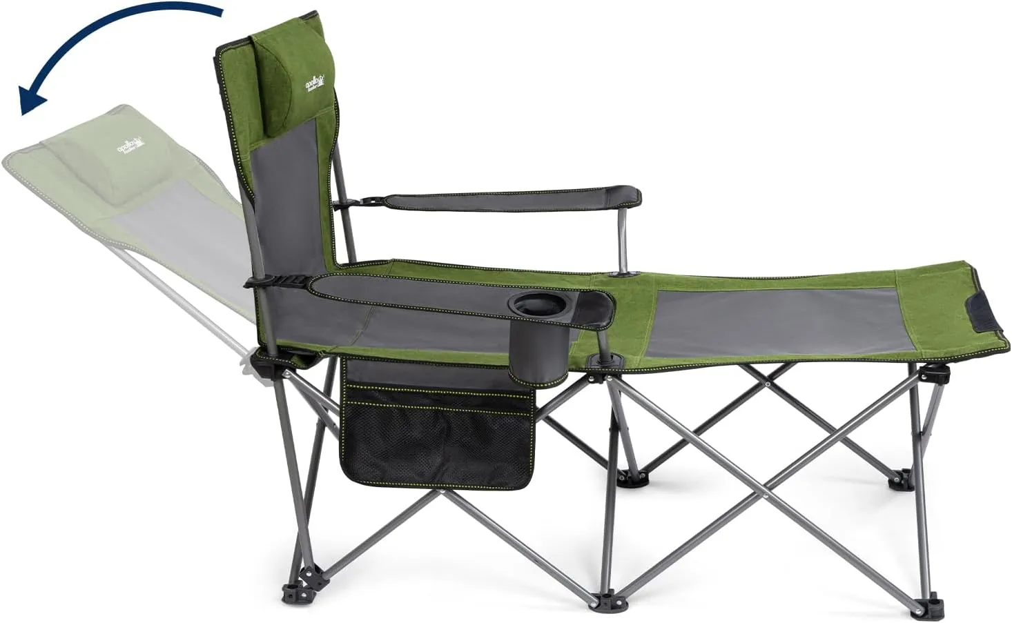 apollo walker Camping Chairs for Adults - 6 Legged Beach Chair with Foot Rest, Adjustable 90° - 135° Reclining Lounge Chair Outdoor, Folding Chairs for Outside with Detachable Pillow & Carry Bag Green