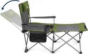 apollo walker Camping Chairs for Adults - 6 Legged Beach Chair with Foot Rest, Adjustable 90° - 135° Reclining Lounge Chair Outdoor, Folding Chairs for Outside with Detachable Pillow & Carry Bag Green