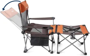 apollo walker Camping Chairs for Adults - 8 Legged 3 in 1 Detachable Beach Chair with Foot Rest, Adjustable 90° - 130° Reclining Lounge Chair Outdoor, Folding Chairs for Outside with Pillow, Carry Bag