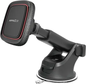 APPS2Car Magnetic Phone Mount for Car – Industrial Suction Cup Dashboard & Windshield Holder with Telescopic Arm, 6 Strong Magnets – Universal Fit for iPhone & Android (Metal Plate Required)