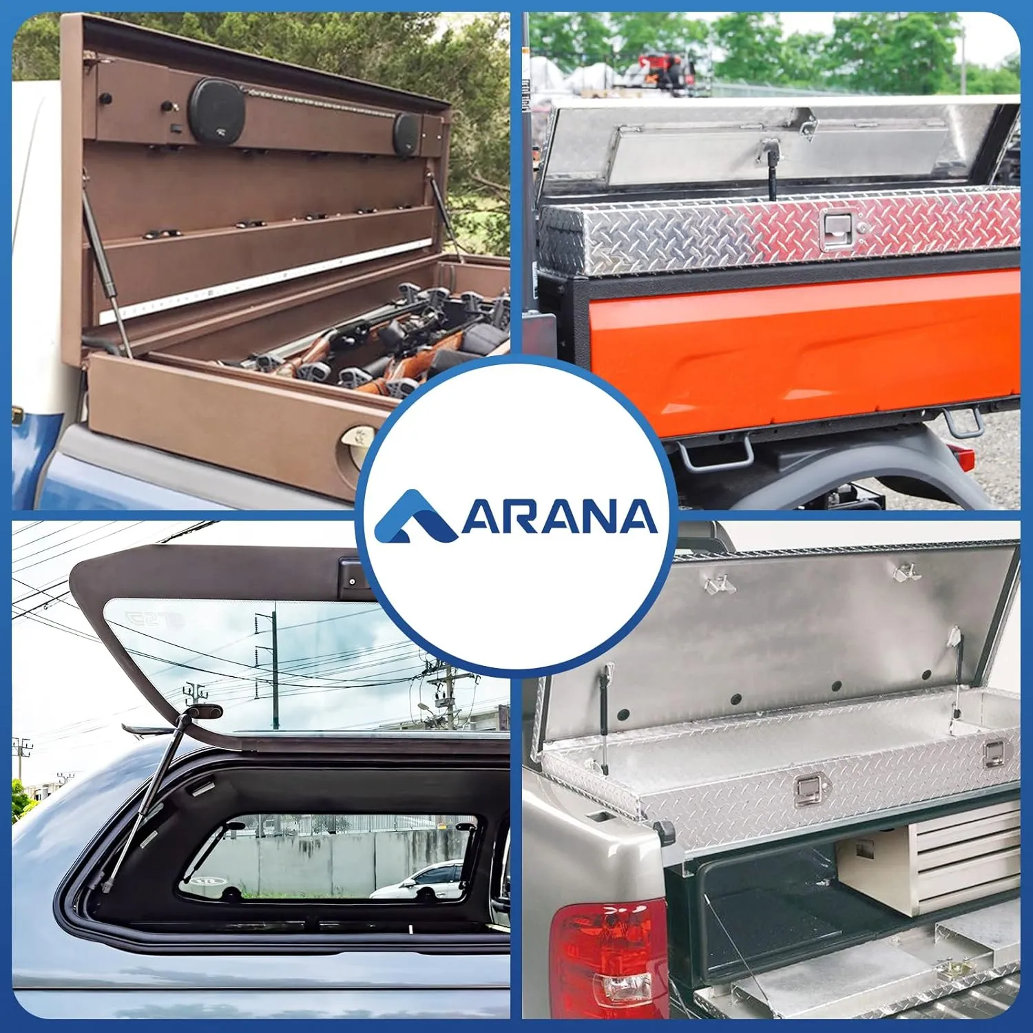 ARANA Gas Struts 10.5 inch 25Lb/111N, 11 inch 24Lb Gas Spring Shock Lift Support for Ranger Boat Hatch Boat Box Tractor Toolbox Aluminum Toolbox Pickup Tool Box Truck Toolbox Replacement Parts, 2Pcs