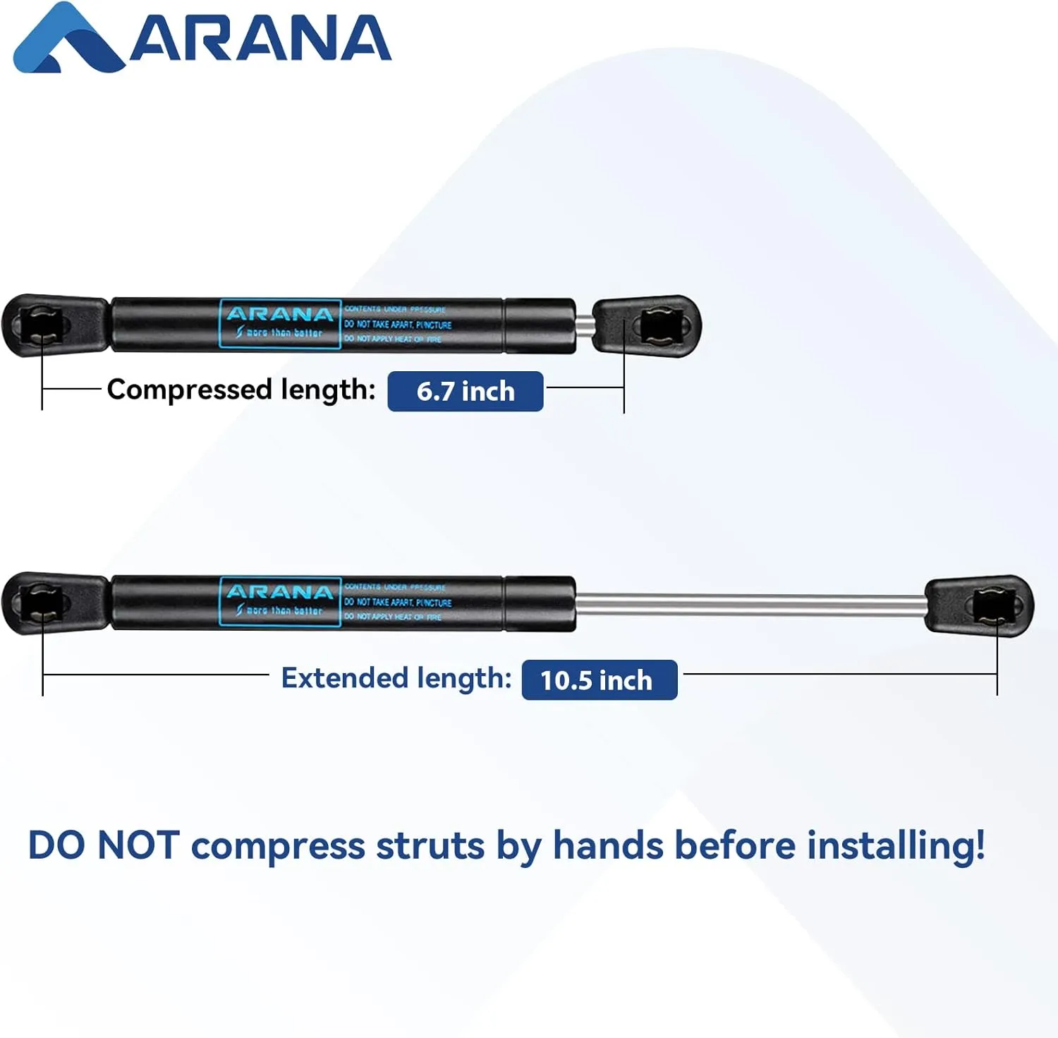 ARANA Gas Struts 10.5 inch 25Lb/111N, 11 inch 24Lb Gas Spring Shock Lift Support for Ranger Boat Hatch Boat Box Tractor Toolbox Aluminum Toolbox Pickup Tool Box Truck Toolbox Replacement Parts, 2Pcs