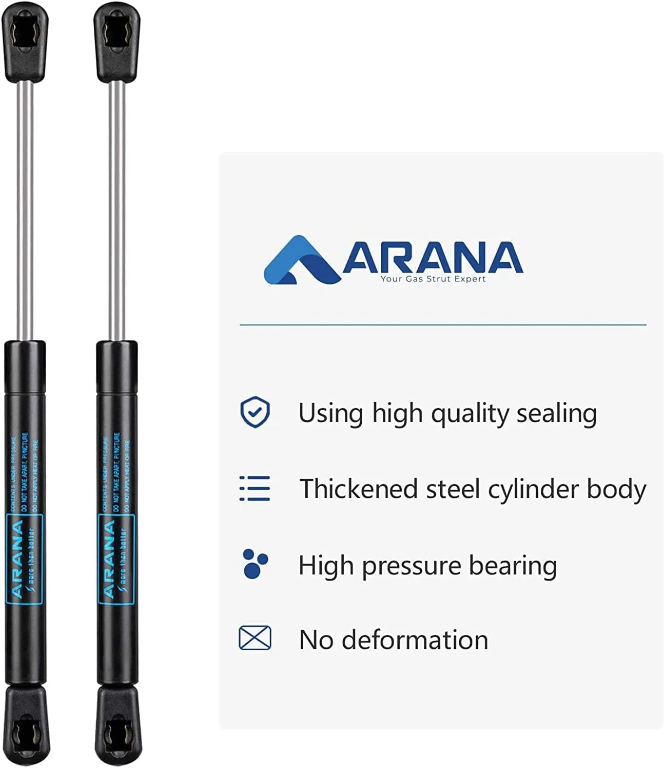 ARANA Gas Struts 10.5 inch 25Lb/111N, 11 inch 24Lb Gas Spring Shock Lift Support for Ranger Boat Hatch Boat Box Tractor Toolbox Aluminum Toolbox Pickup Tool Box Truck Toolbox Replacement Parts, 2Pcs