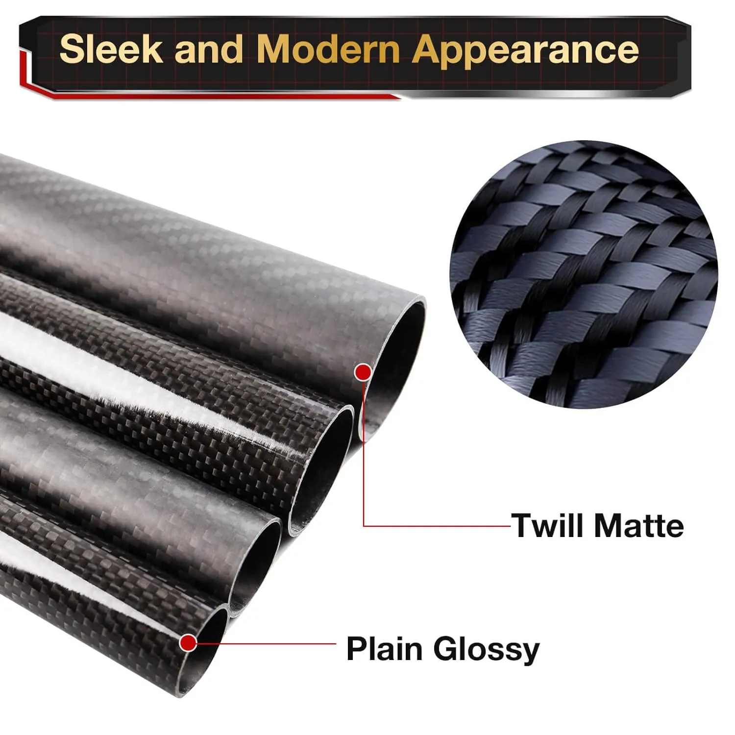 ARRIS 500mm 22mm x 25mm x 500mm Carbon Fiber Tubes Matte Surface 3K Roll Wrapped 100% Pure for Quadcopter Multicopter (2PCS)