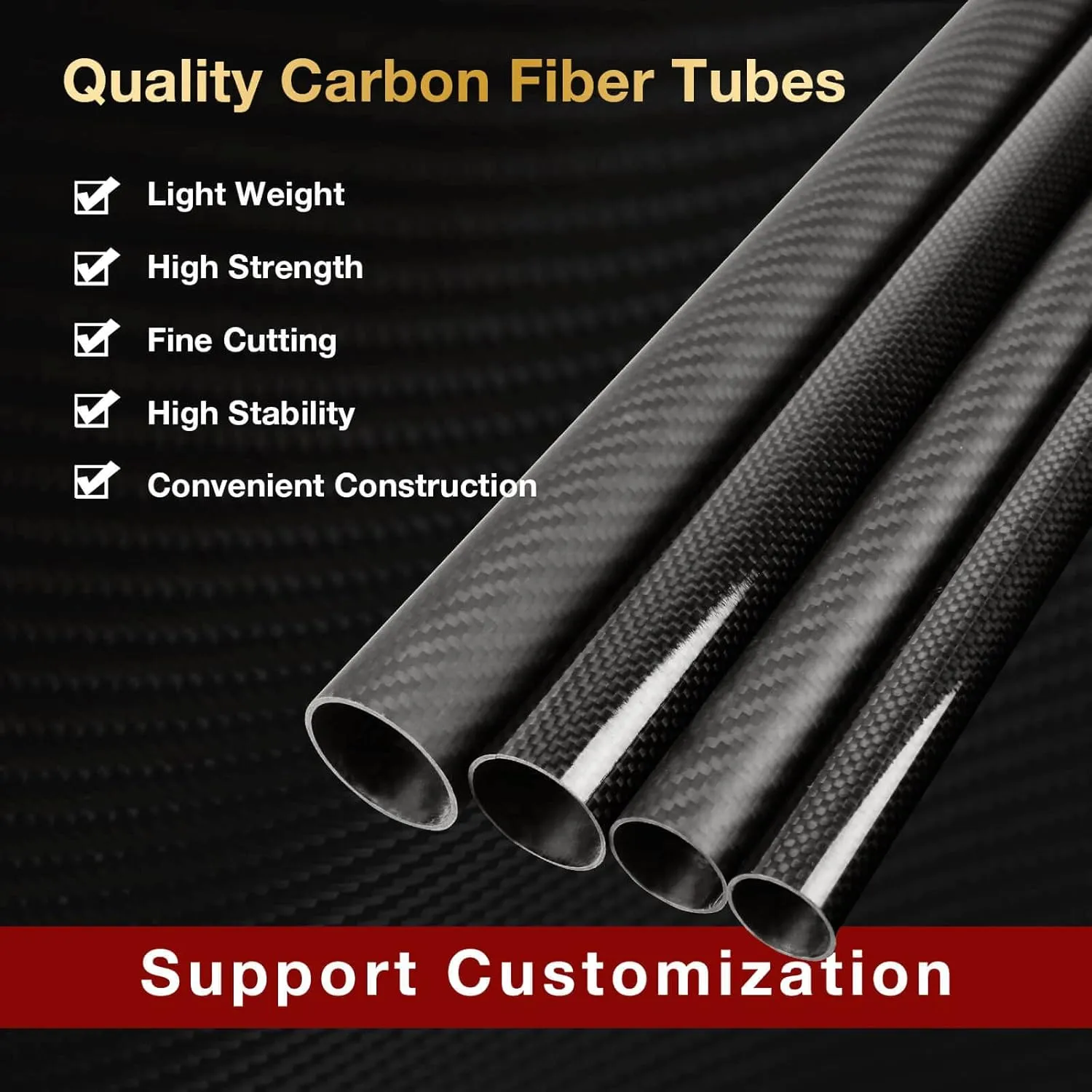 ARRIS 500mm 22mm x 25mm x 500mm Carbon Fiber Tubes Matte Surface 3K Roll Wrapped 100% Pure for Quadcopter Multicopter (2PCS)