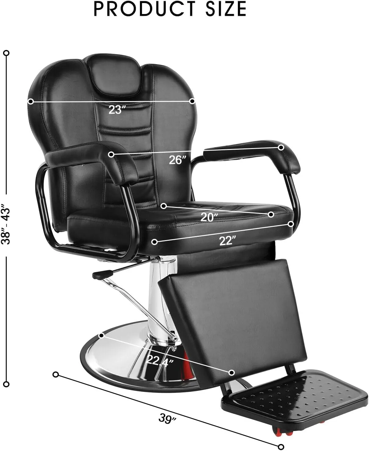 Artist hand Barber Chair Reclining Salon Chair Heavy Duty Hydraulic Salon Shampoo Furniture with Footrest and Headrest, 360 Degree Swivel Hair Chair, Spa Beauty Equipment for Hair Stylist, Barbershop