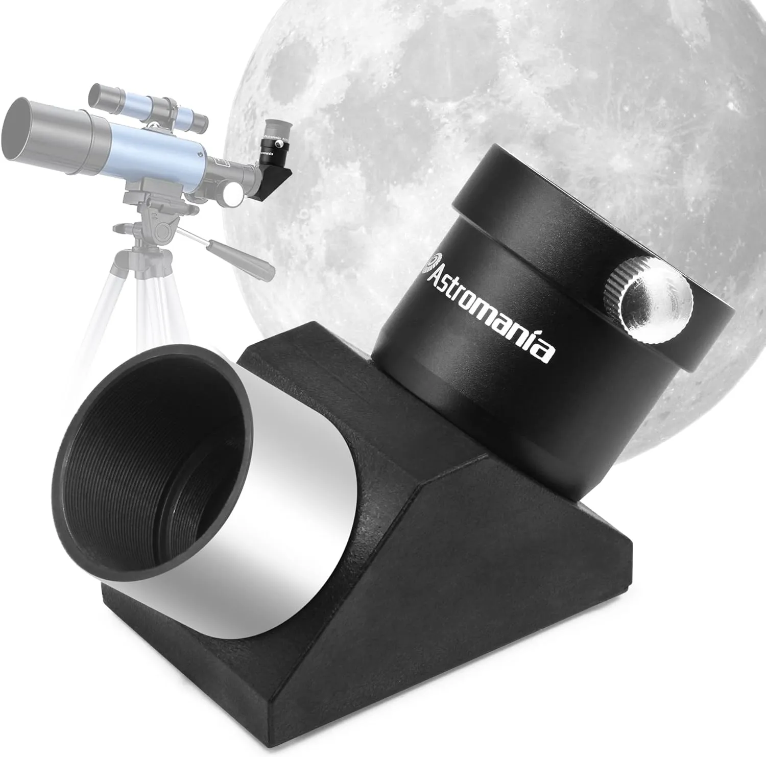 Astromania 1.25 Inch Telescope Diagonal with Amici Erecting Prism - 90° Fully-Coated Star Diagonal for Upright & Clear Astronomical Viewing, Metal/Plastic Construction, Enhanced Optical Transparency