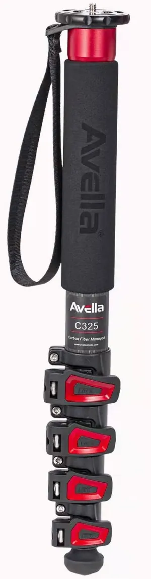 Avella C325 58 Inch Carbon Fiber Camera Monopod Professional Telescopic Monopods for Canon Nikon Sony Olympus Panasonic DSLR Camera Black