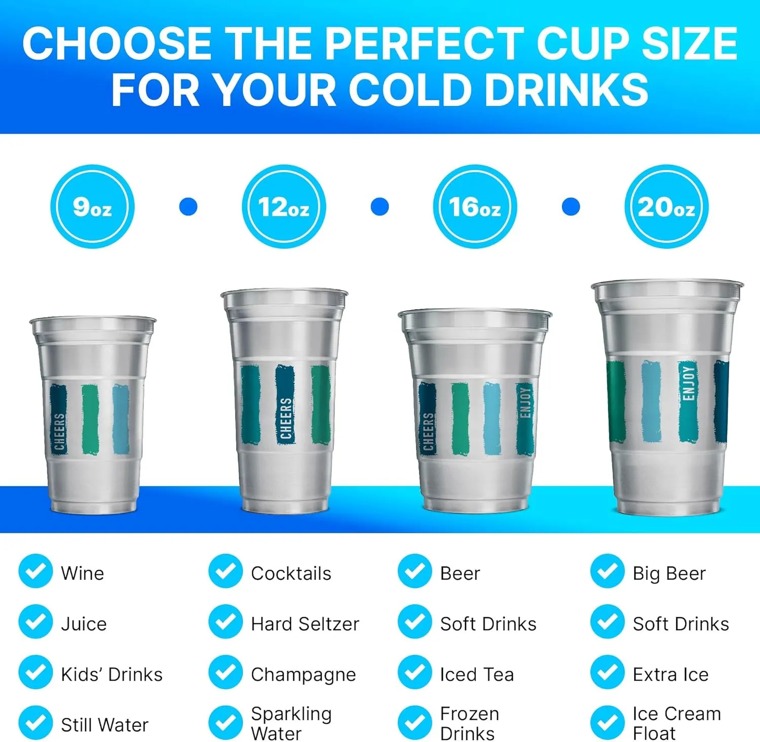 Ball Aluminum Cup Recyclable Party Cups, Everyday Logo, 16oz. Cup, 30 Cups Per Pack