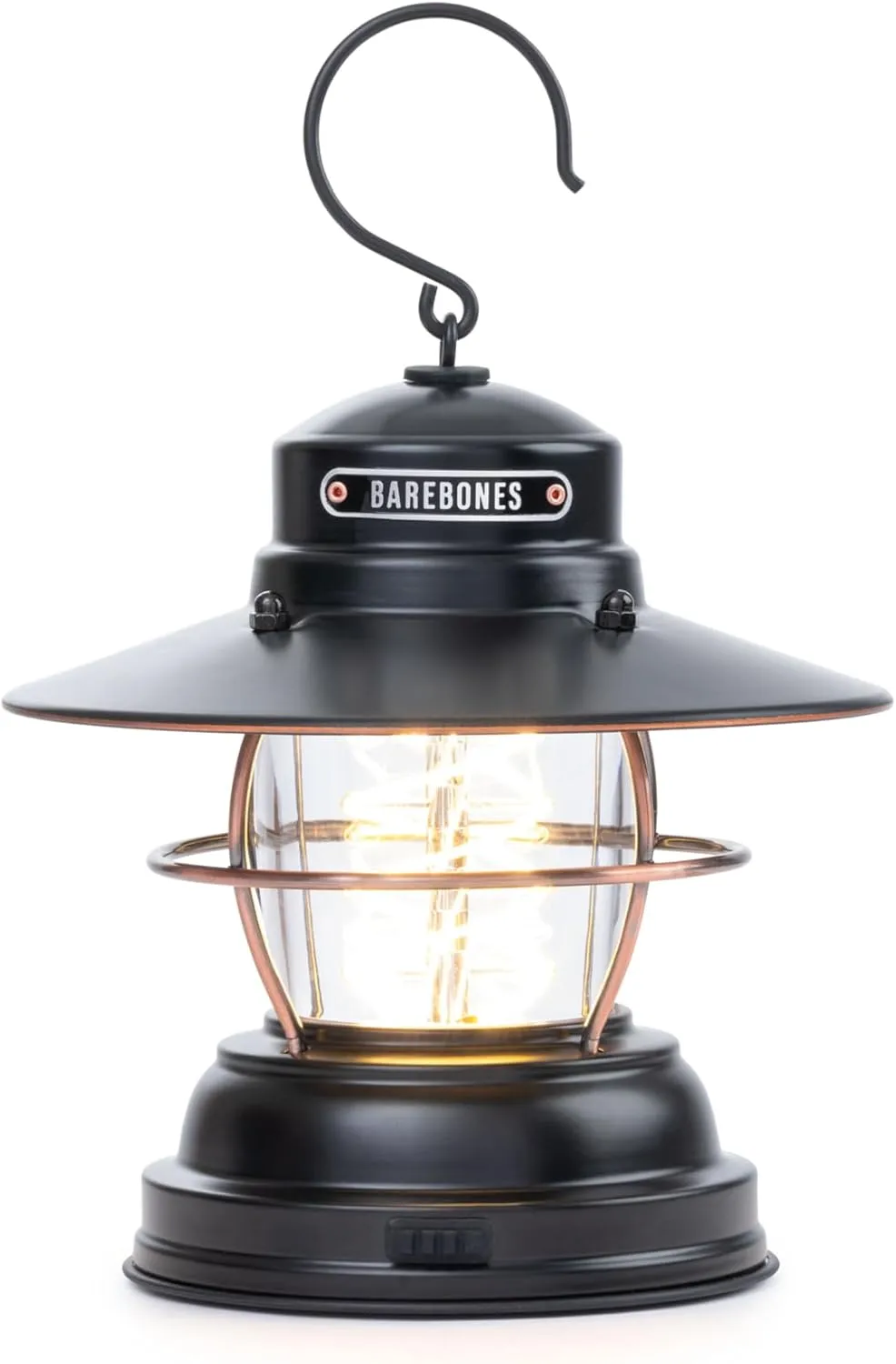 Barebones Outpost Lantern - Antique Bronze, Vintage-Inspired Outdoor Light with Helix Edison-Style Rope, 3 Power Options, Water-Resistant Lantern for Camping, Patio & Backyard (Battery Not Included)