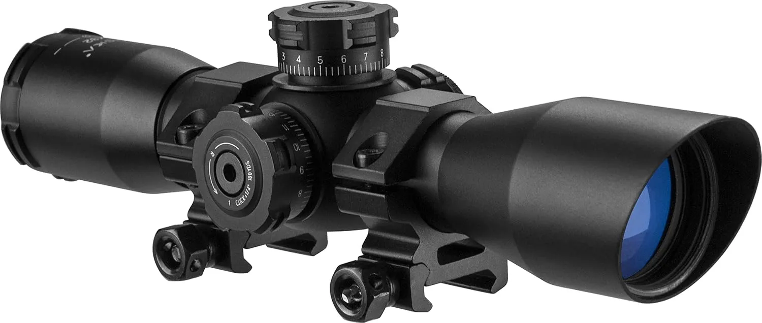 Barska Compact Rifle Scope Red/Green Illuminated Mil-Dot Reticle with Cantilever Rings