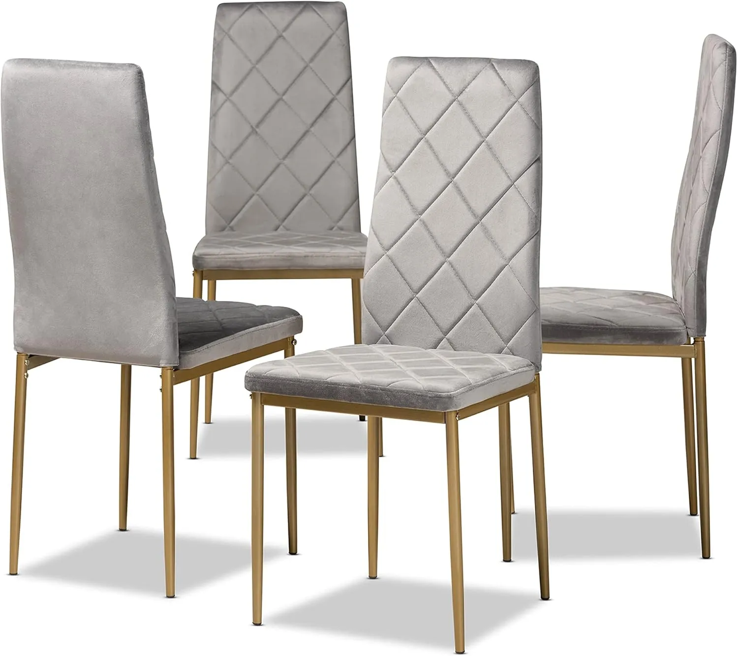 Baxton Studio Blaise Modern and Contemporary Brown Faux Leather Upholstered Dining Chair, Grey