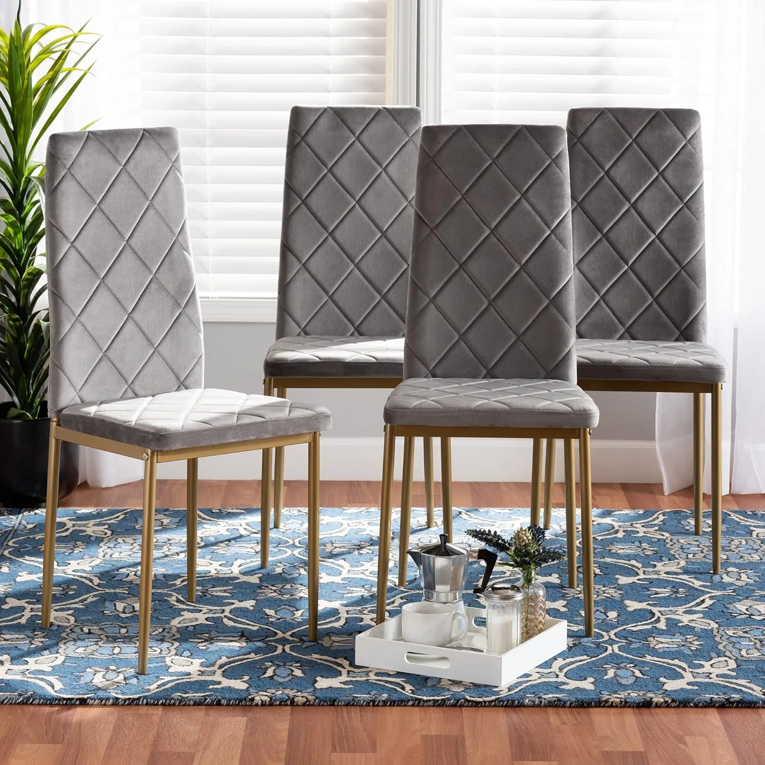 Baxton Studio Blaise Modern and Contemporary Brown Faux Leather Upholstered Dining Chair, Grey