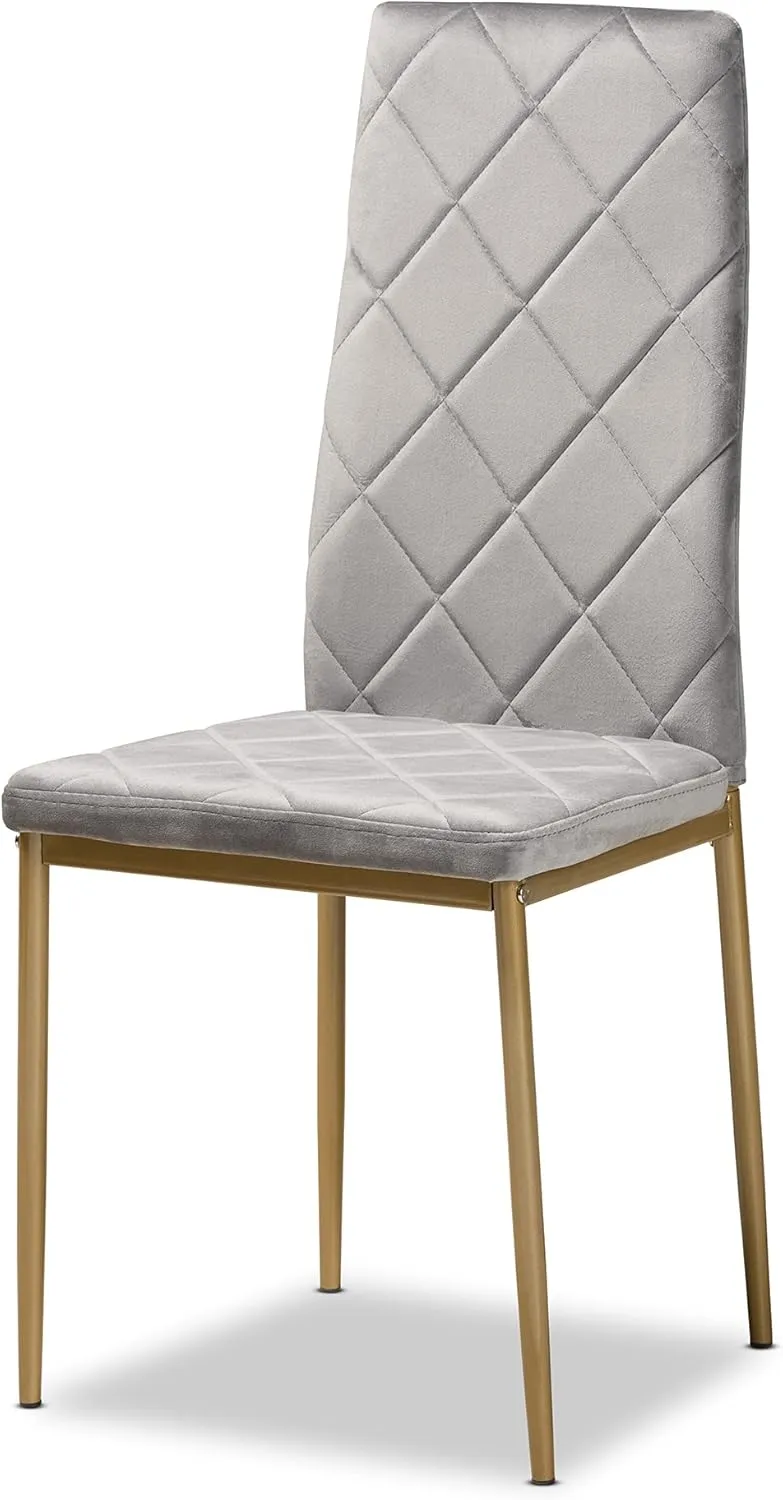 Baxton Studio Blaise Modern and Contemporary Brown Faux Leather Upholstered Dining Chair, Grey