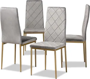 Baxton Studio Blaise Modern and Contemporary Brown Faux Leather Upholstered Dining Chair, Grey