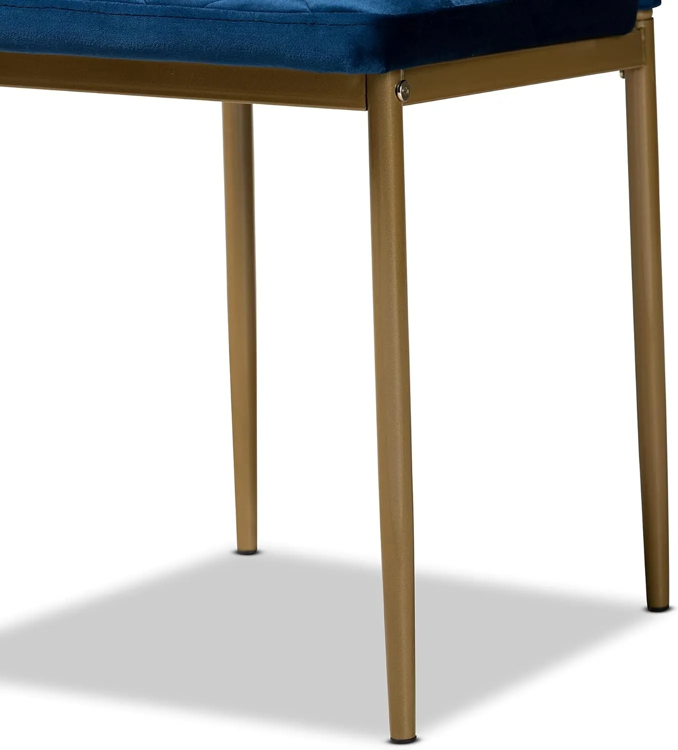 Baxton Studio Blaise Modern Luxe and Glam Navy Blue Velvet Fabric Upholstered and Gold Finished Metal 4-Piece Dining Chair Set