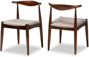 Baxton Studio Dining Chairs, One Size, Light Gray/Walnut