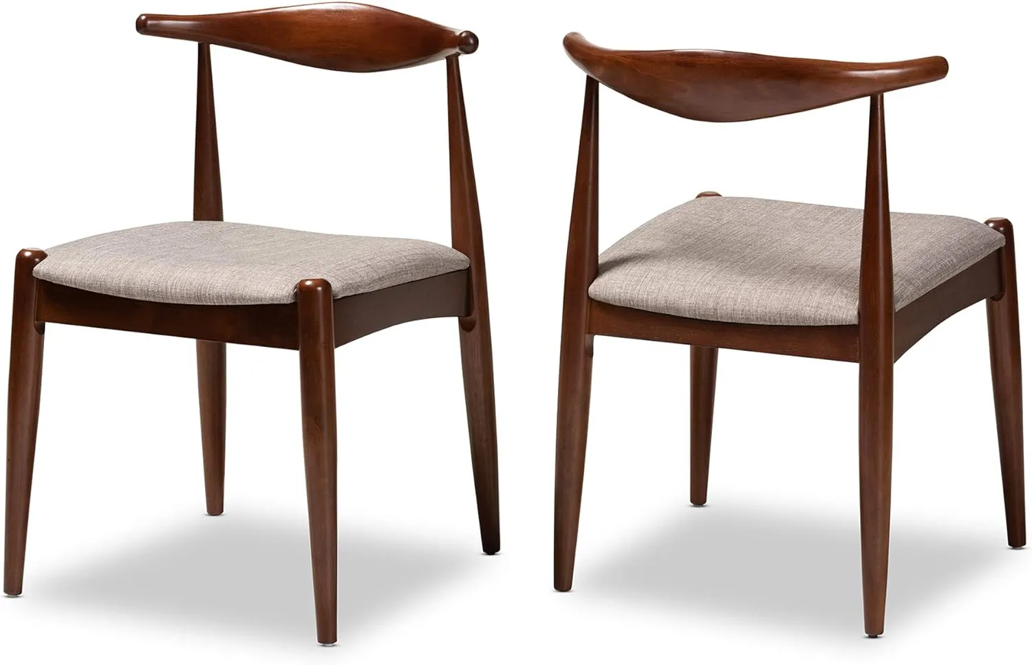Baxton Studio Dining Chairs, One Size, Light Gray/Walnut