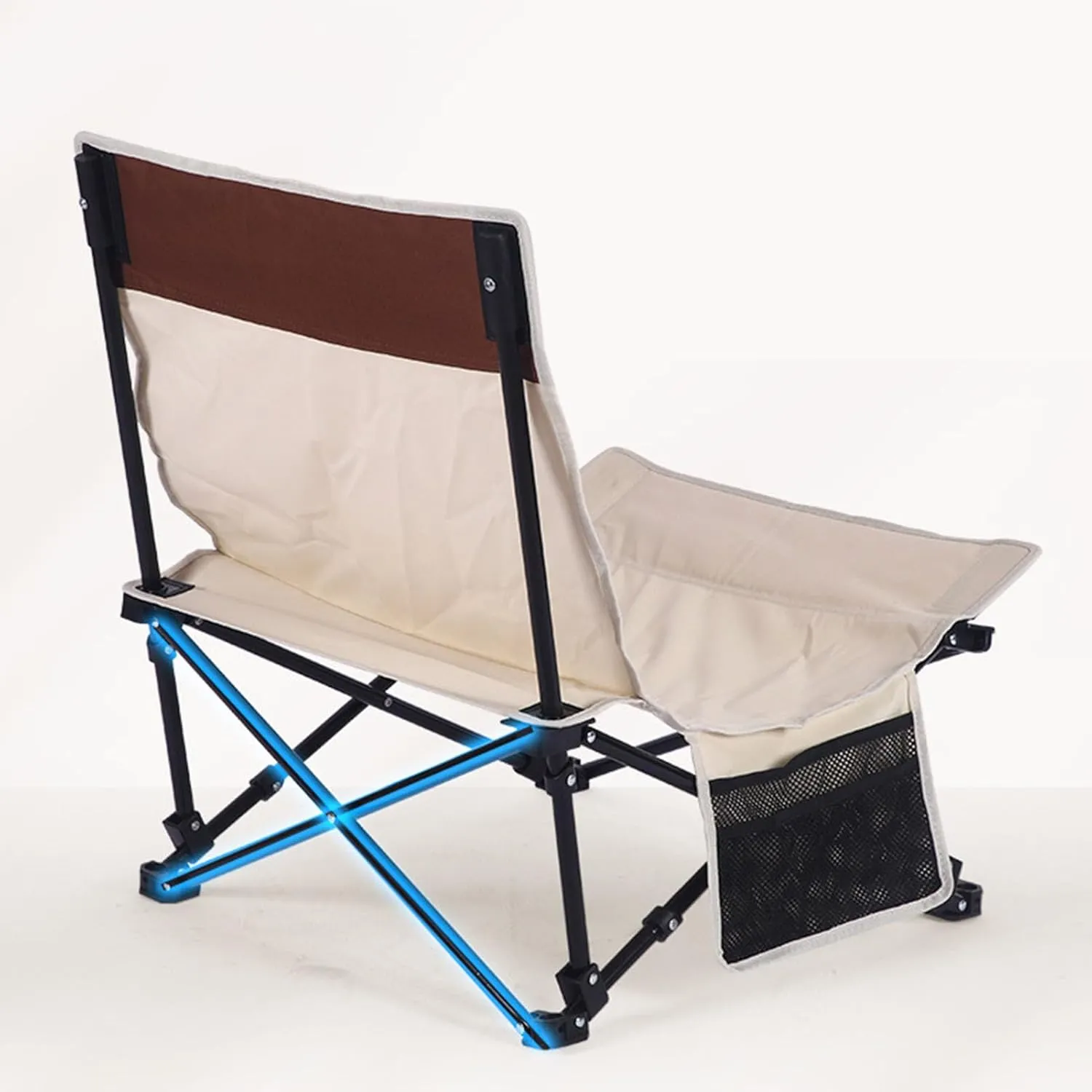 Beach Chair Reclining Camping Chair Low Profile Beach Chair Reclining Beach Chair Lightweight Beach Chair Support Beach Chair Low Beach Chair for Patio Outdoor (Beige)