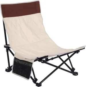 Beach Chair Reclining Camping Chair Low Profile Beach Chair Reclining Beach Chair Lightweight Beach Chair Support Beach Chair Low Beach Chair for Patio Outdoor (Beige)
