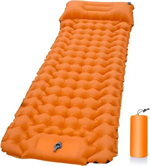 Beach mat Ultralight Camping Air Mattress Sleeping Pad Inflatable Bed Beach Picnic Mat Nylon Camping Tent Air Cushion (Color : Orange) (Orange)