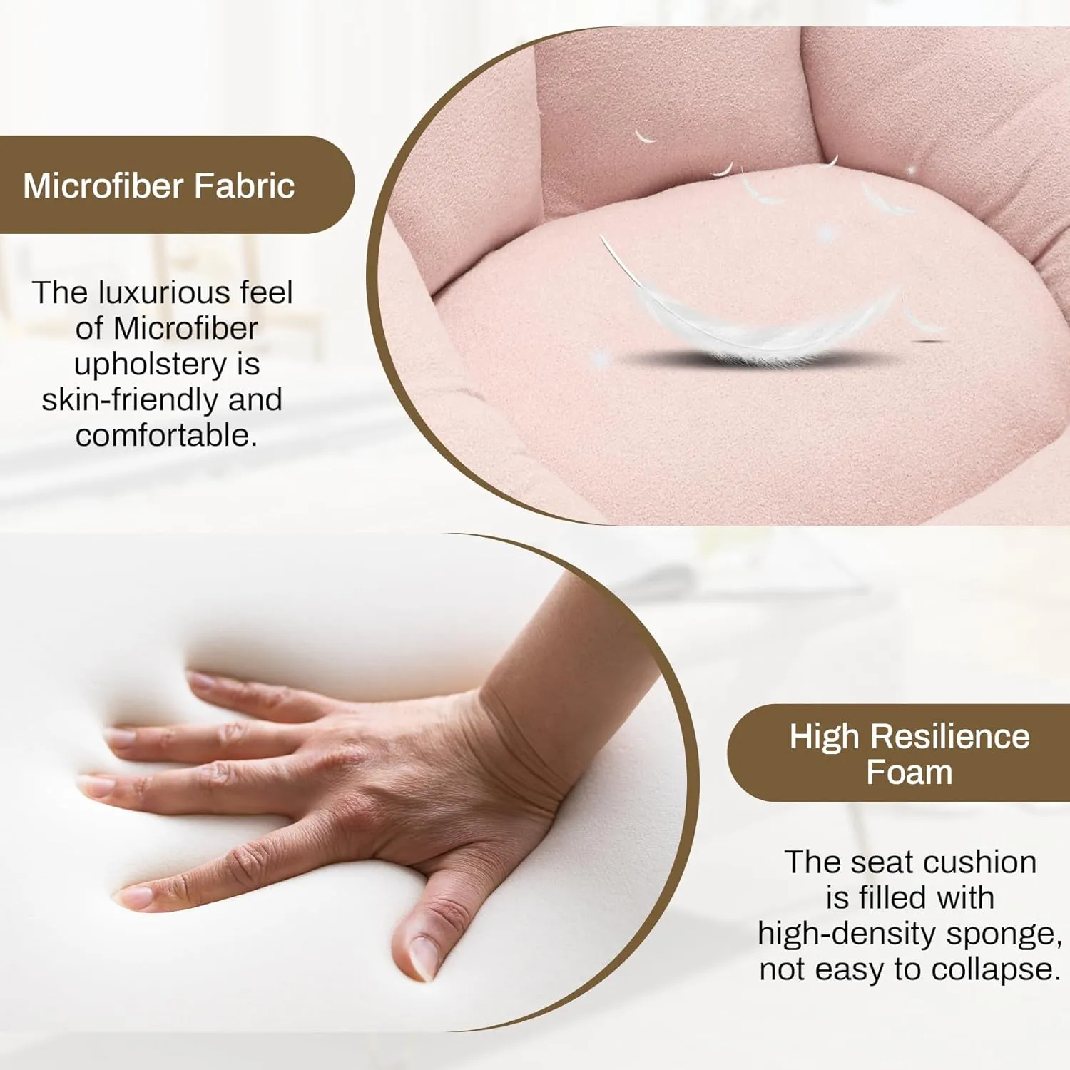 Bean Bag Sofa Chair with Ottoman, Comfy Microfiber Large Lazy Sofa with Footstool, Oversized Upholstered Fluffy Beanbag Chair with Memory Foam Filler for Living Room, Bedroom, Pink
