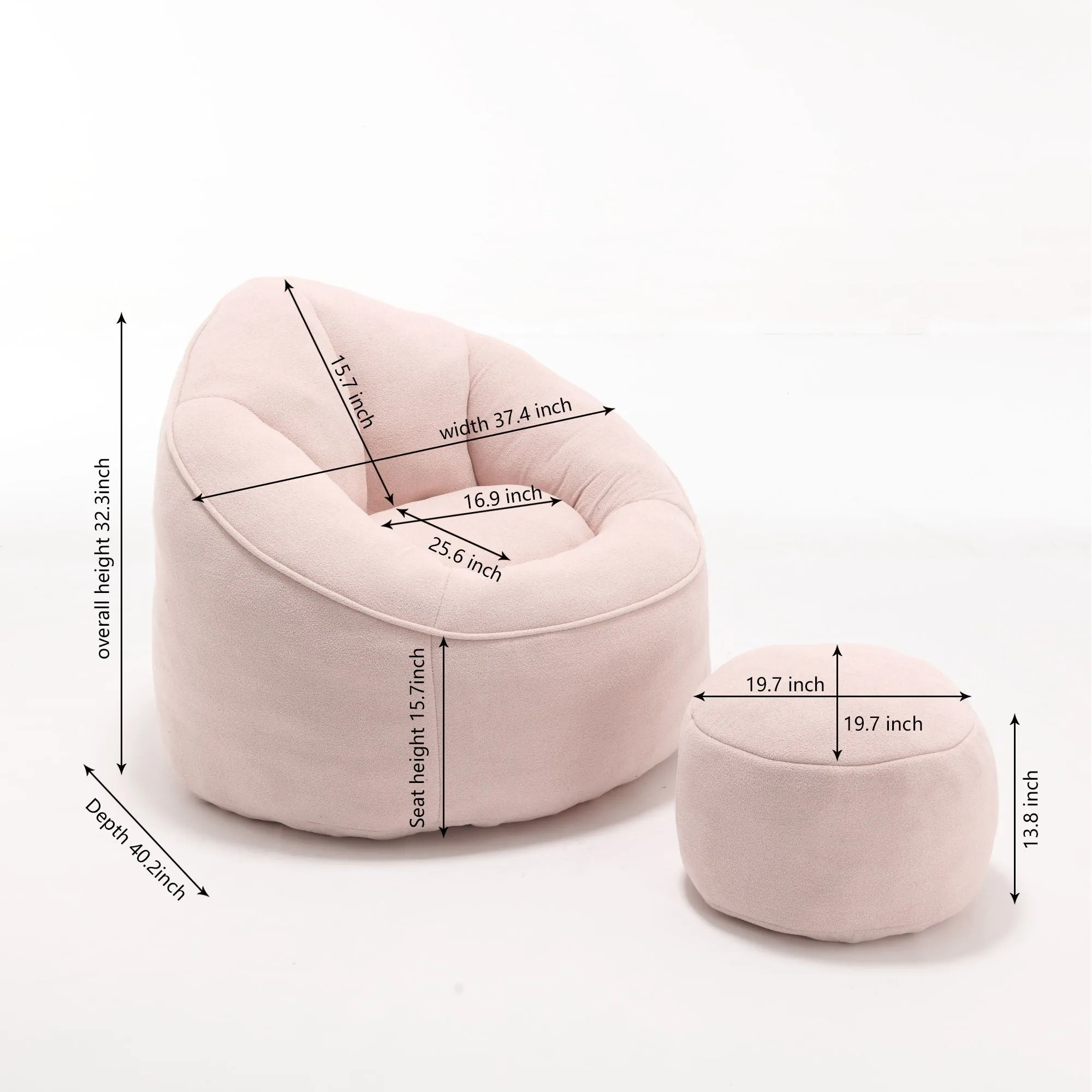 Bedding Bean Bag Sofa Chair High Pressure Foam Bean Bag Chair Adult Material With Padded Foam Padding Compressed Bean Bag With Footrest