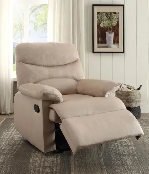 Beige Recliner Chair for Ultimate Relaxation, Manual Recline with Pillow Top Arms, Memory Foam Comfort for Living Room